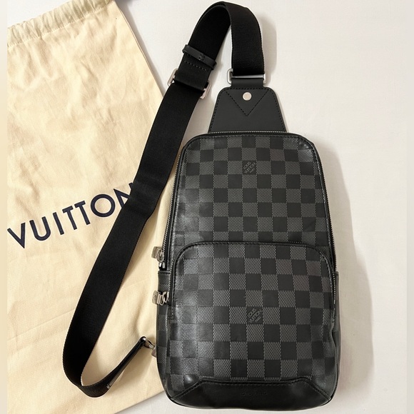 LV Louis Vuitton Black Embossed Avenue Slingbag Sling Bag Backpack